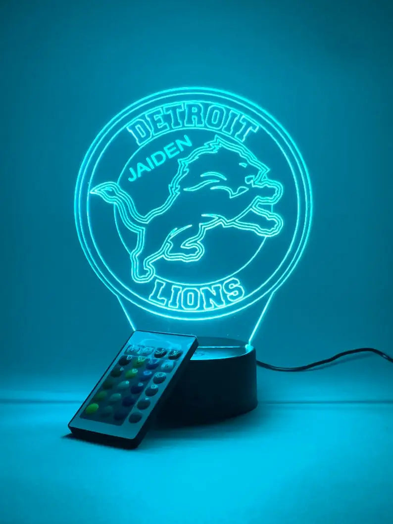 Detroit Lions Personalized 3D Lamp For Sport Fans AZ3DLA011