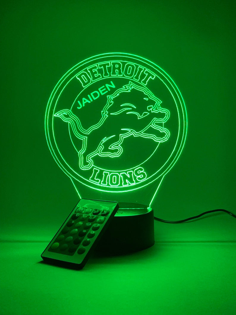 Detroit Lions Personalized 3D Lamp For Sport Fans AZ3DLA011
