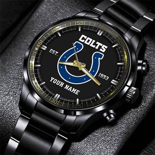 Indianapolis Colts Black Fashion Watch Gifts For Sport Fans AZWATCH068