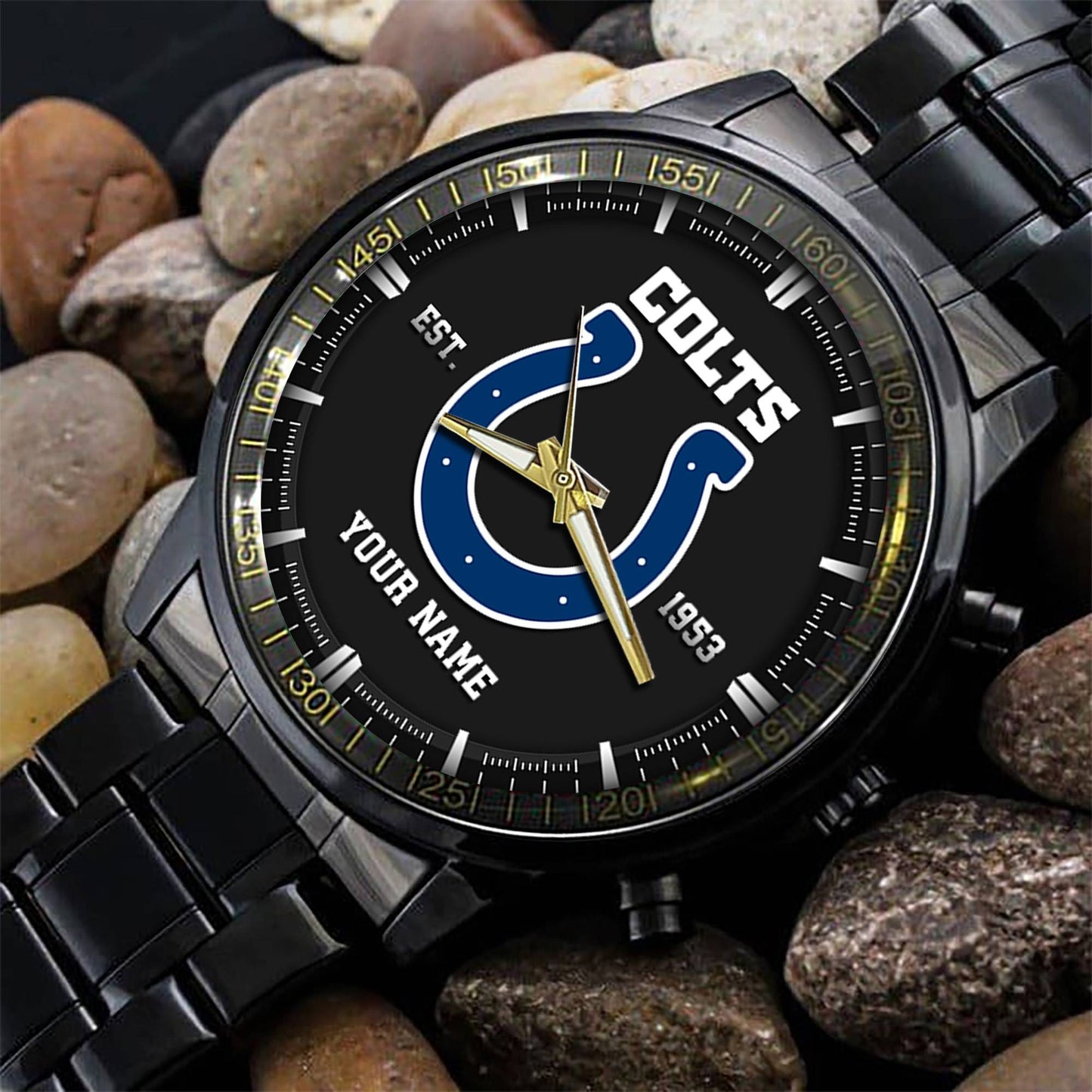 Indianapolis Colts Black Fashion Watch Gifts For Sport Fans AZWATCH068