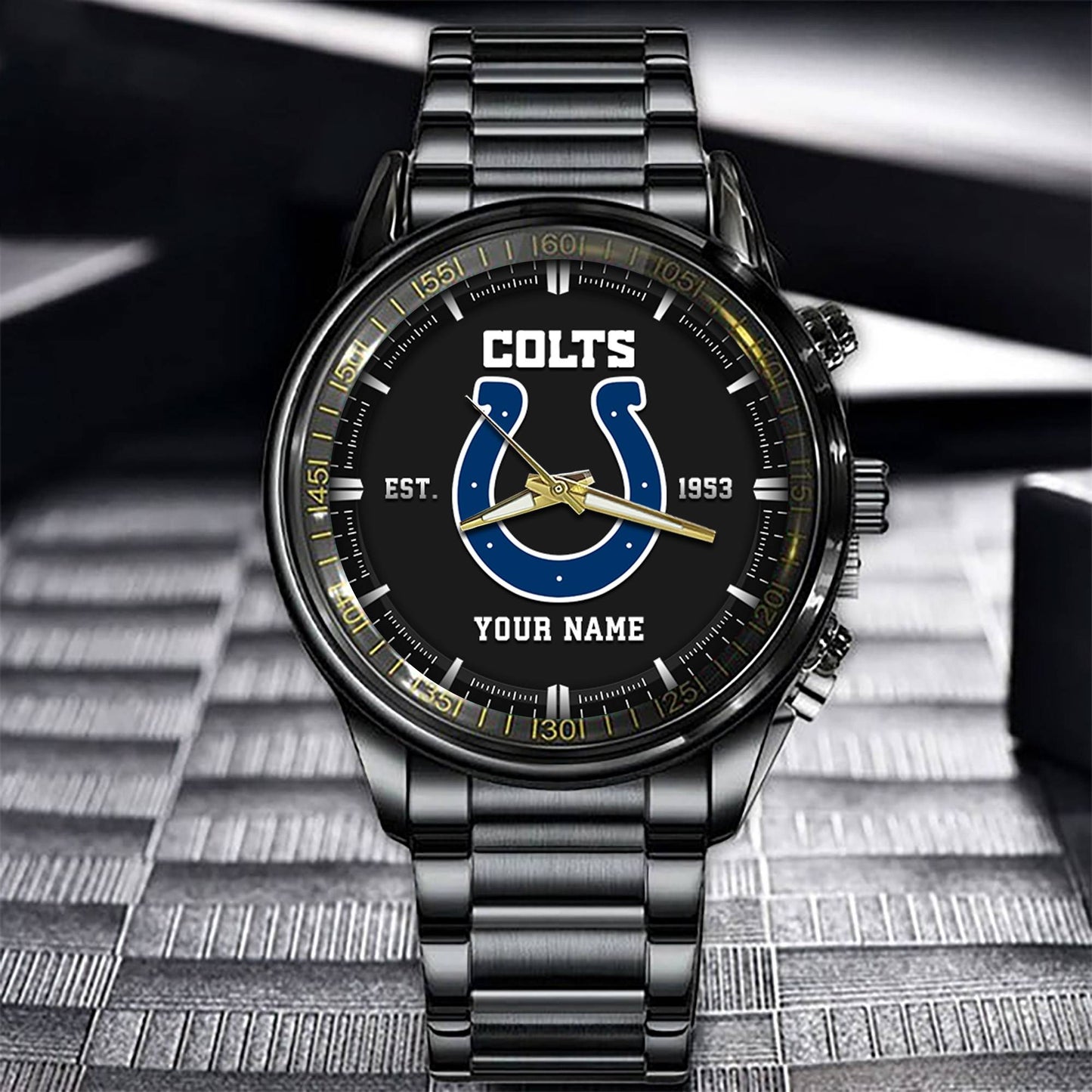 Indianapolis Colts Black Fashion Watch Gifts For Sport Fans AZWATCH068