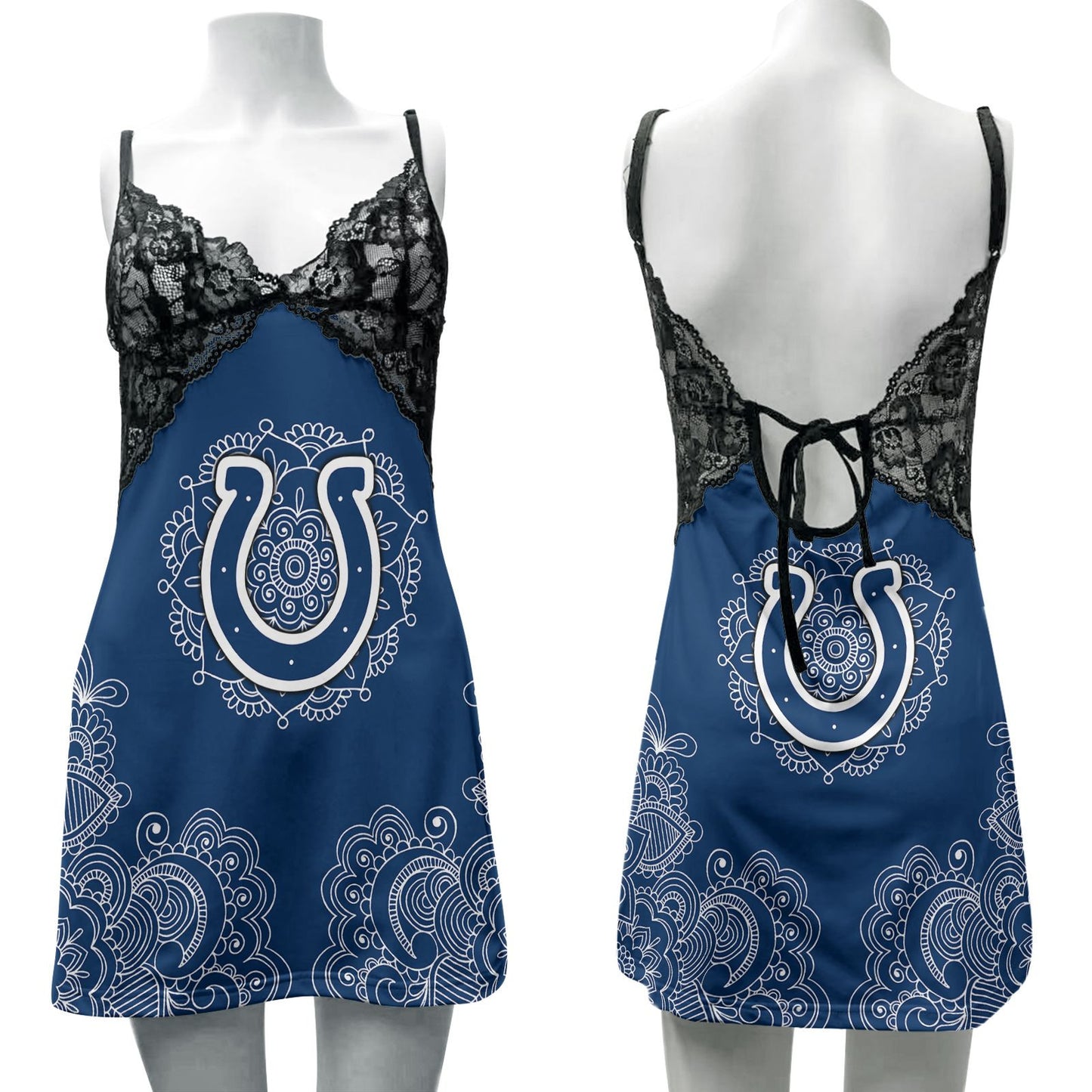 Indianapolis Colts Lace Back Strap Slip Dress 223