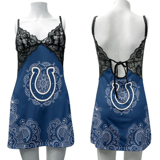 Indianapolis Colts Lace Back Strap Slip Dress 223