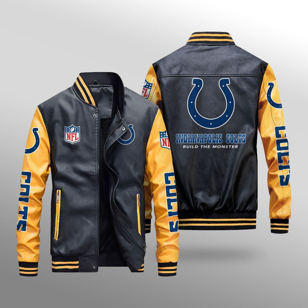 Indianapolis Colts Leather Bomber Jacket BG30
