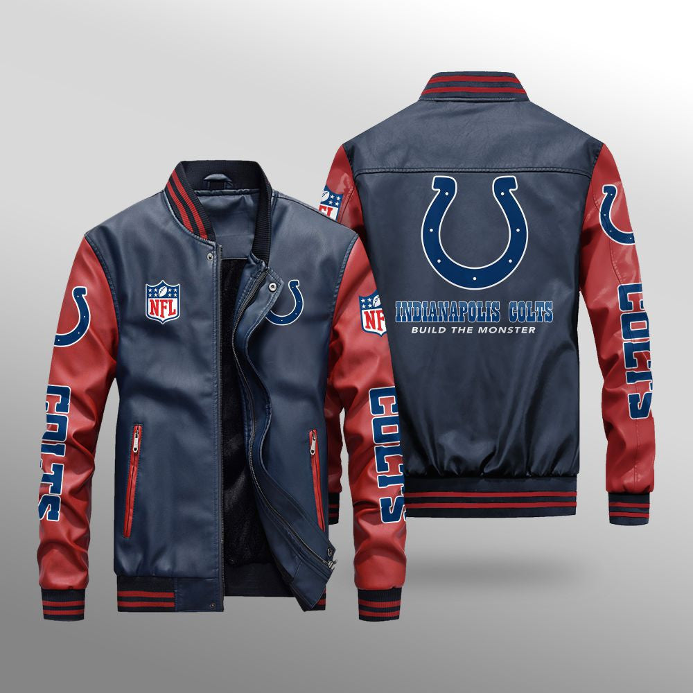 Indianapolis Colts Leather Bomber Jacket BG30