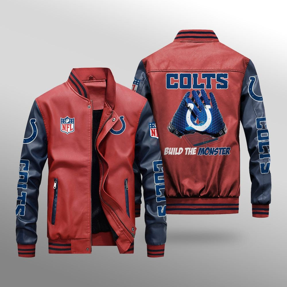 Indianapolis Colts Leather Bomber Jacket BG61