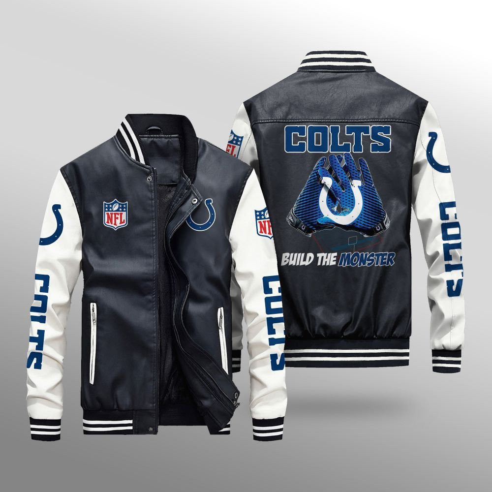 Indianapolis Colts Leather Bomber Jacket BG61