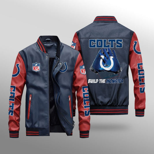 Indianapolis Colts Leather Bomber Jacket BG61