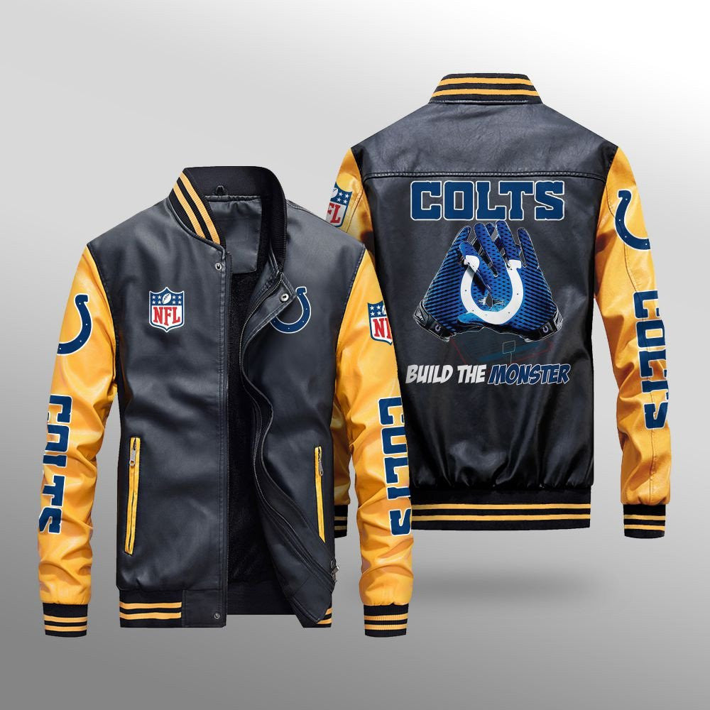 Indianapolis Colts Leather Bomber Jacket BG61