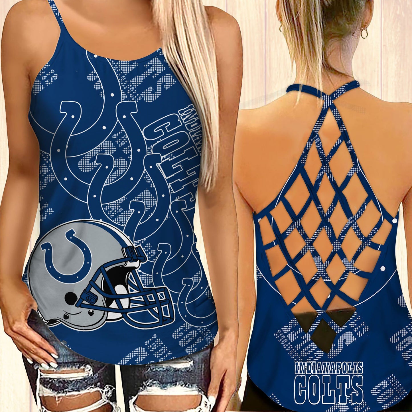 Indianapolis Colts Leggings And Cross Tank Top BG13