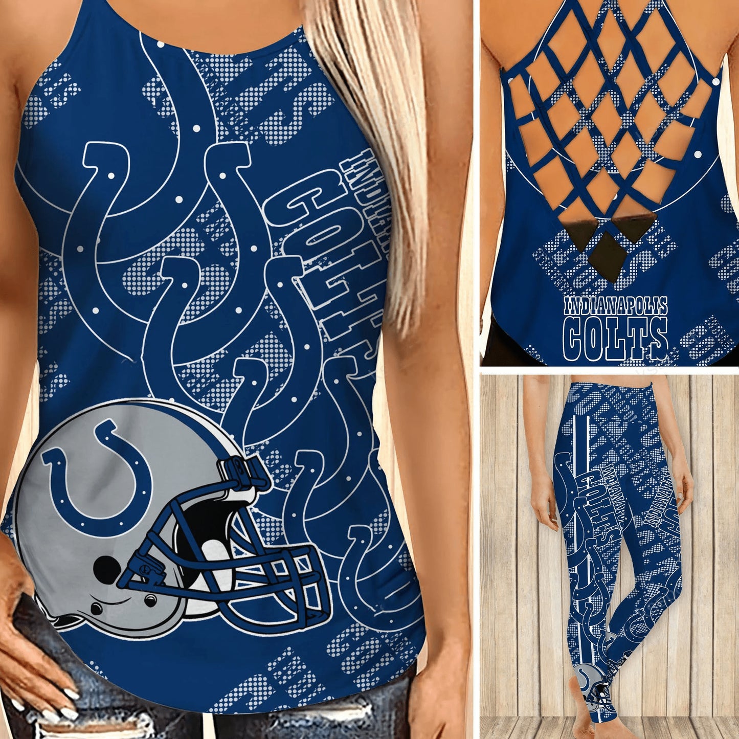Indianapolis Colts Leggings And Cross Tank Top BG13