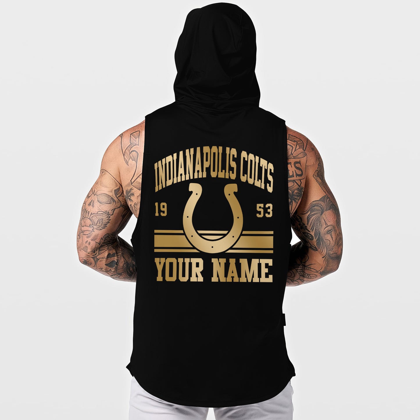 Indianapolis Colts Men Workout Hooded Tank Top AZMGSH046