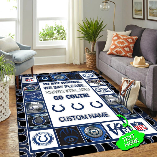 Indianapolis Colts Personalized Premium Rectangle Rug 28