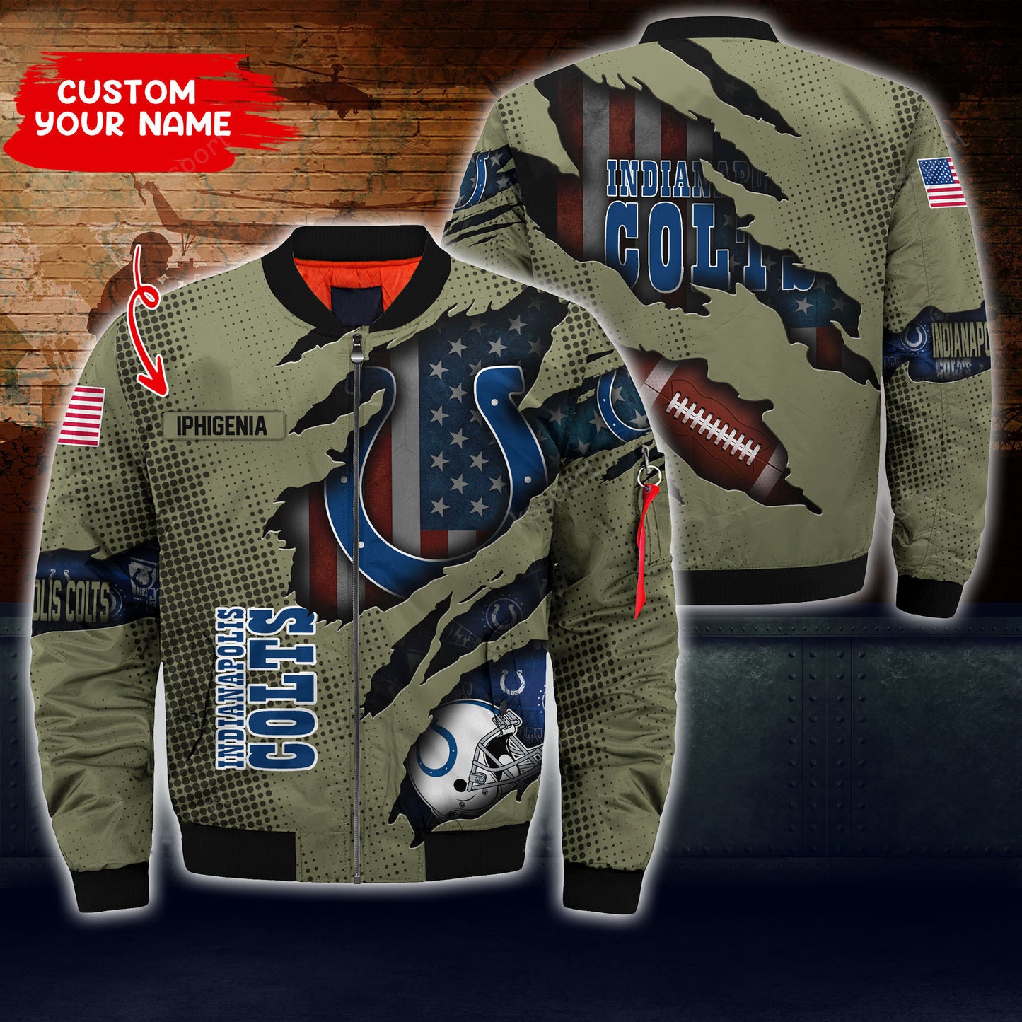 Indianapolis Colts Personalized Thick Bomber Jacket CS53