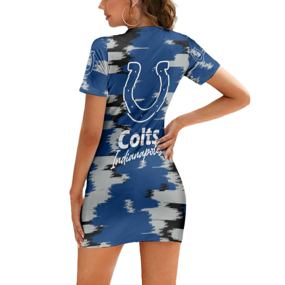 Indianapolis Colts Short Sleeve Bodycon Mini Dress BG227