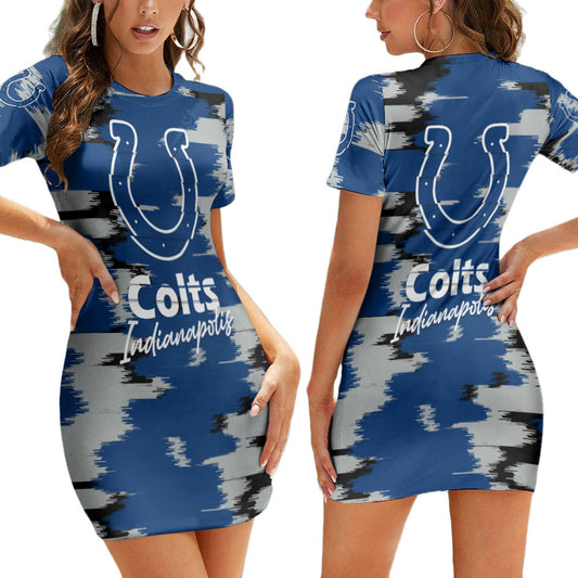 Indianapolis Colts Short Sleeve Bodycon Mini Dress BG227