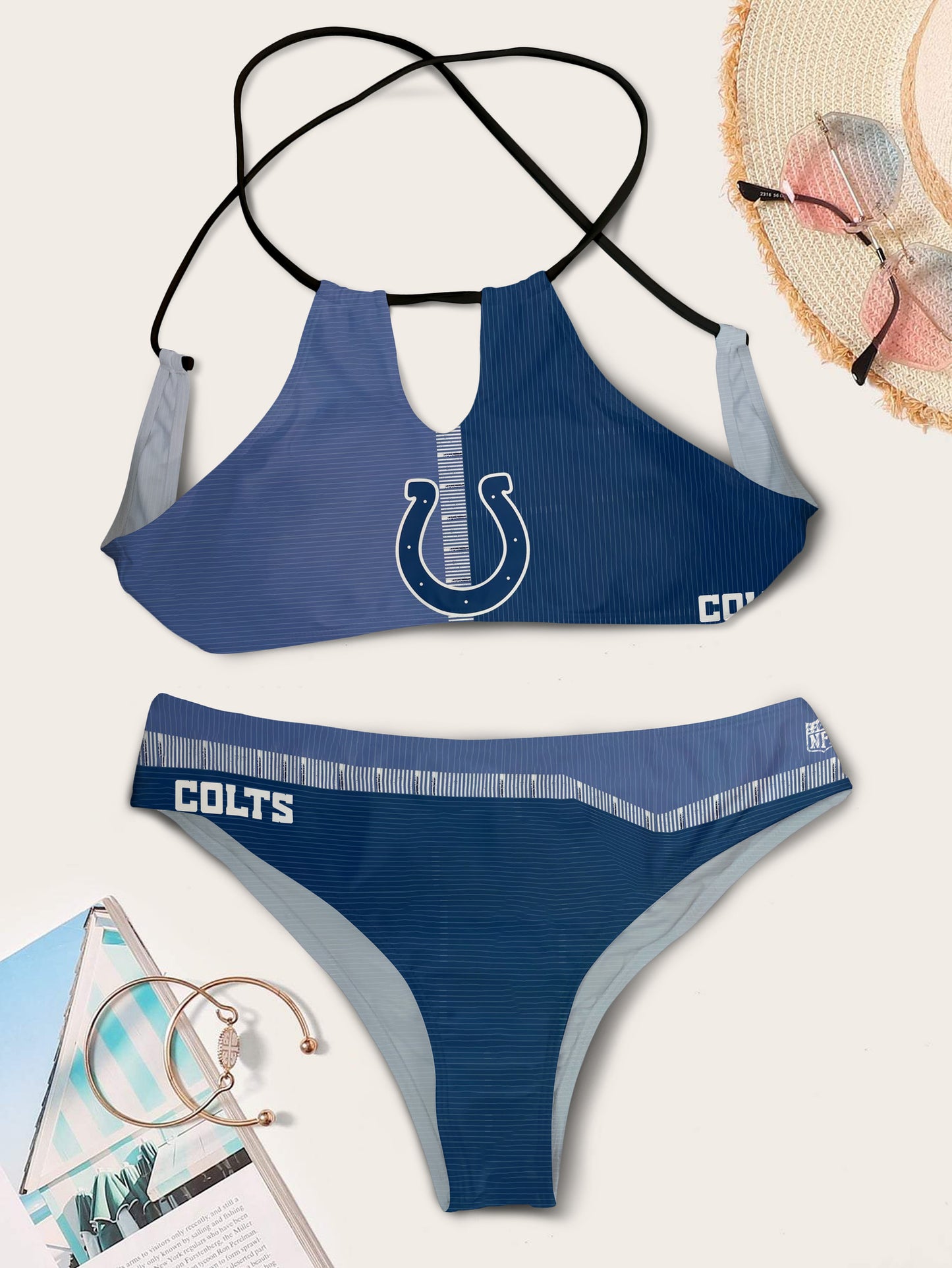Indianapolis Colts Women’s Cami Keyhole One-piece Swimsuit BG72