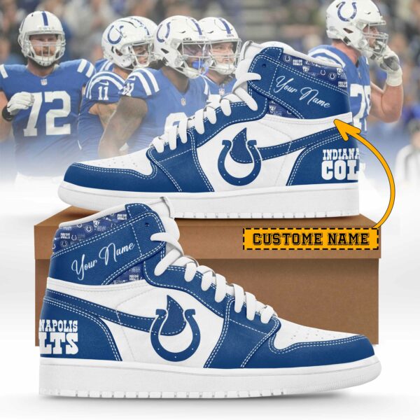Indianapolis Colts Limited Edition High AJ1 Shoes with Custom Name AZBTAJ1SEW000015