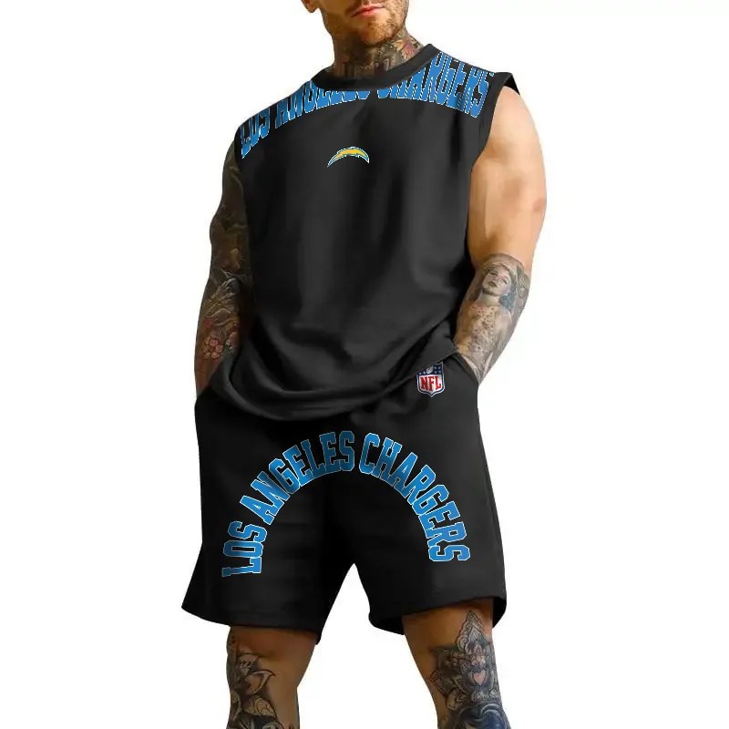Los Angeles Chargers Combo Men Jersey Tank Top and Shorts AZICOTATTMS00016