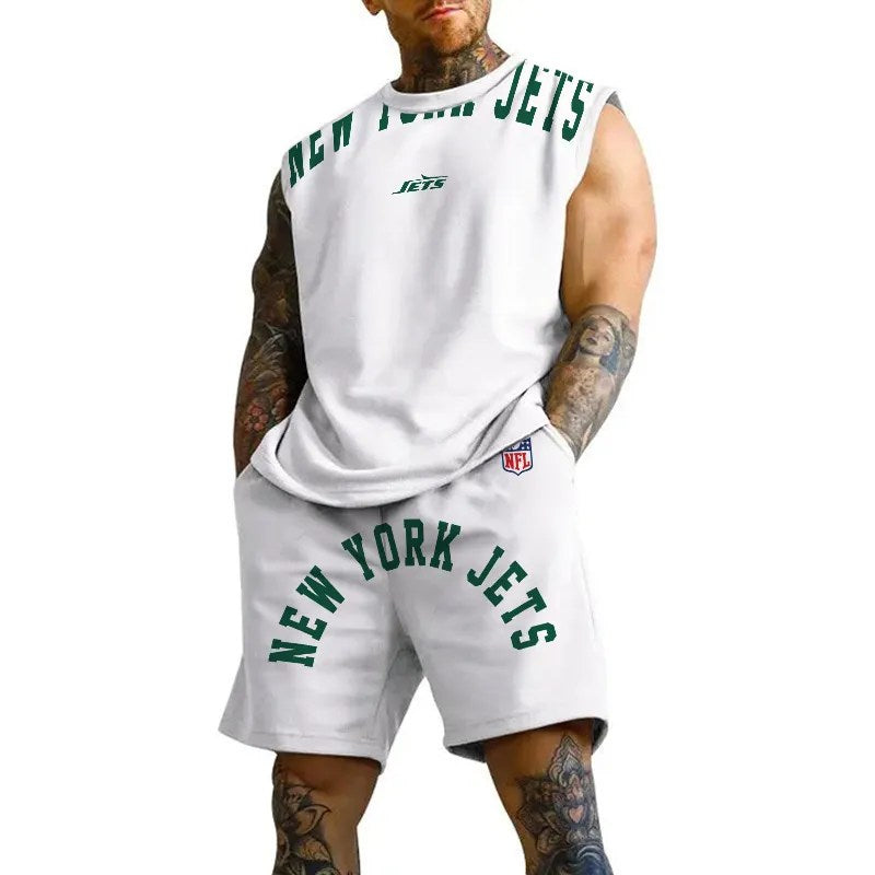 New York Jets Combo Men Jersey Tank Top and Shorts AZICOTATTMS00010