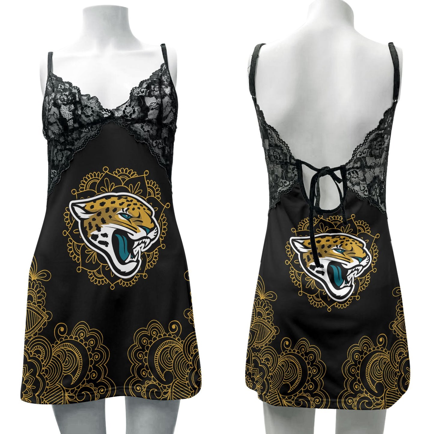 Jacksonville Jaguars Lace Back Strap Slip Dress 224