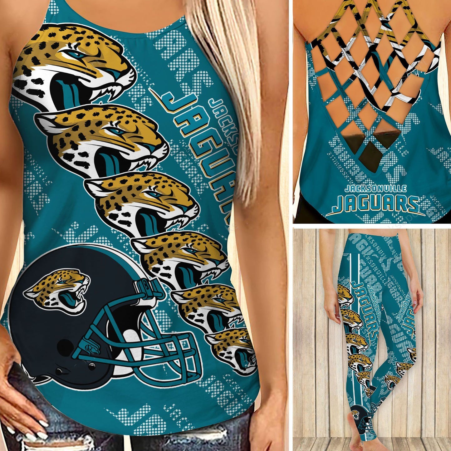 Jacksonville Jaguars Leggings And Cross Tank Top BG14