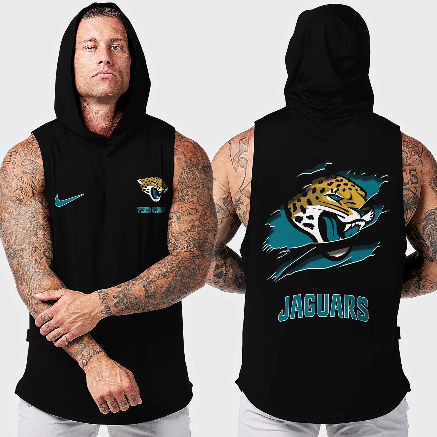 Jacksonville Jaguars Men Workout Hooded Tank Top AZMGSH015
