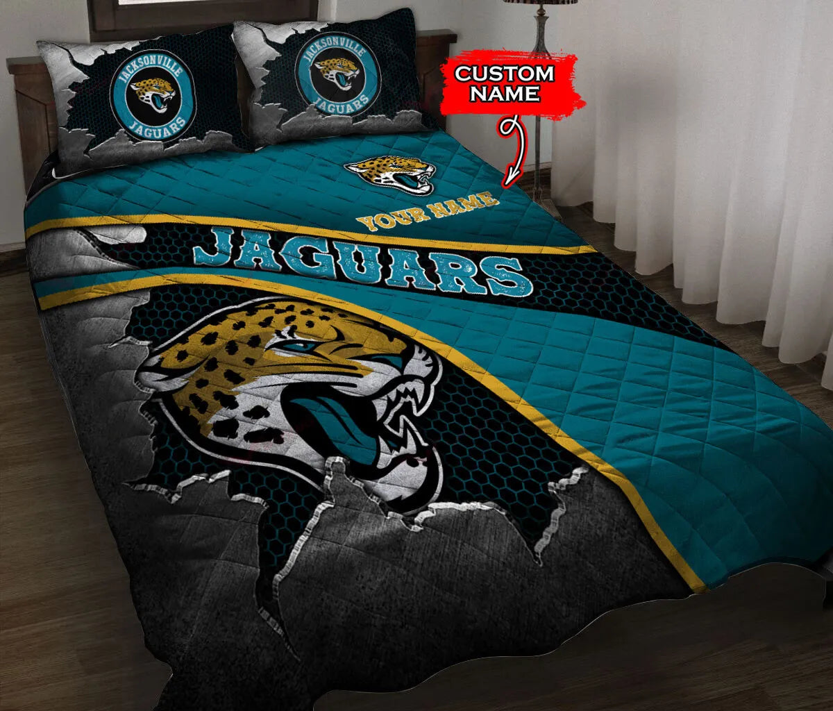 Jacksonville Jaguars Personalized Quilt Set BG129