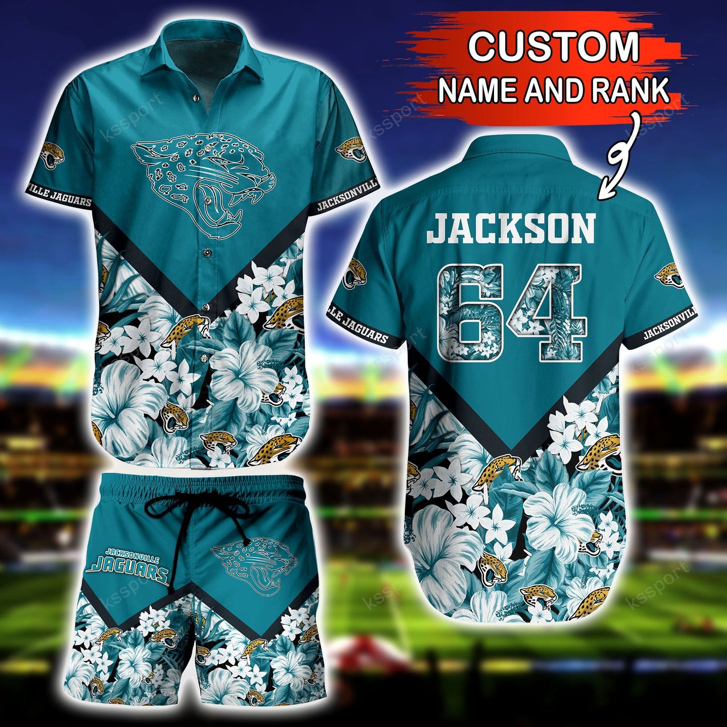 Jacksonville Jaguars Personalized Shirt and Shorts BG283