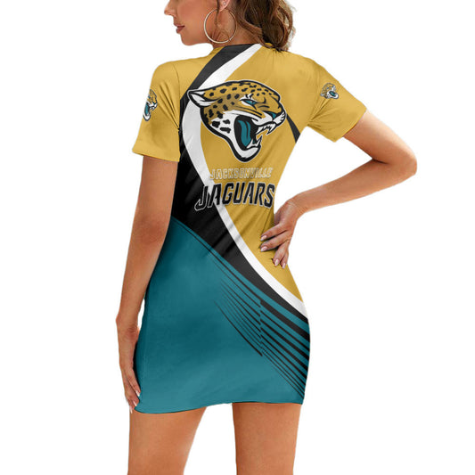 Jacksonville Jaguars Short Sleeve Bodycon Mini Dress BG232