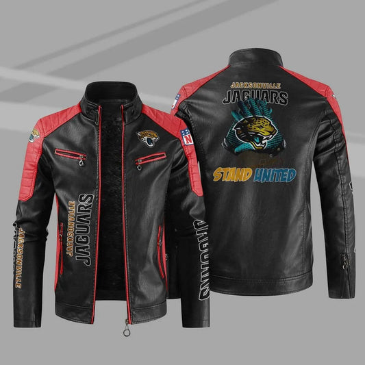 Jacksonville Jaguars Stand Collar Leather Jacket BG07