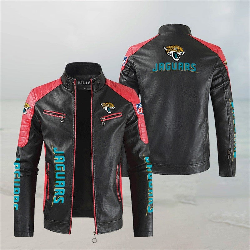 Jacksonville Jaguars Stand Collar Leather Jacket BG36