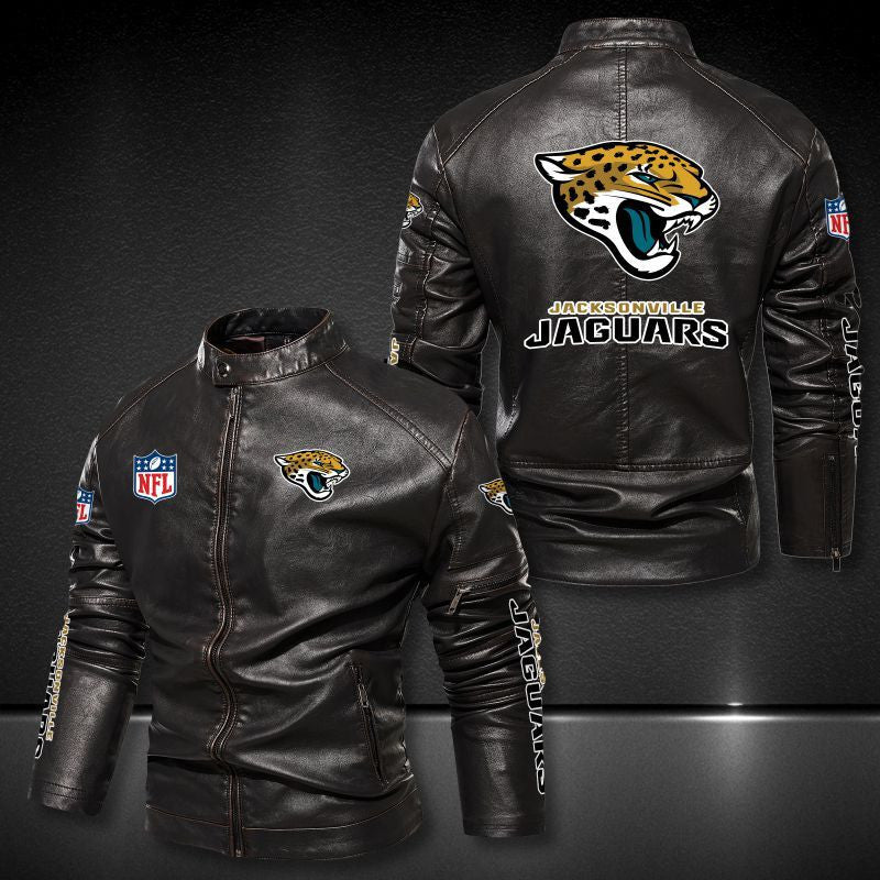 Jacksonville Jaguars Stand-up Collar Leather Jacket BG17