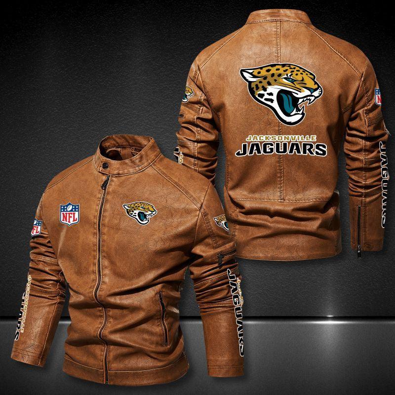 Jacksonville Jaguars Stand-up Collar Leather Jacket BG17