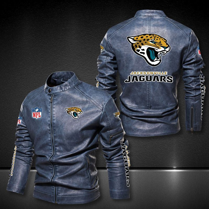 Jacksonville Jaguars Stand-up Collar Leather Jacket BG17