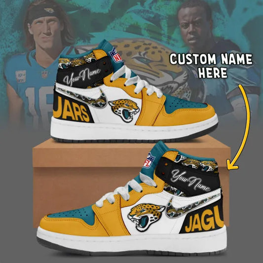 Jacksonville Jaguars Limited Edition High AJ1 Shoes with Custom Name AZBTAJ1SEW000001
