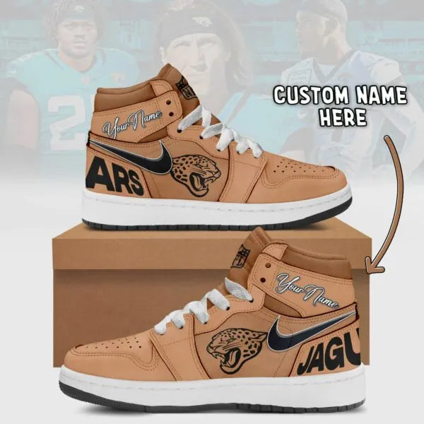 Jacksonville Jaguars Limited Edition Brown High Air Jordan 1 Shoes with Custom Name AZBTAJ1SEW000051