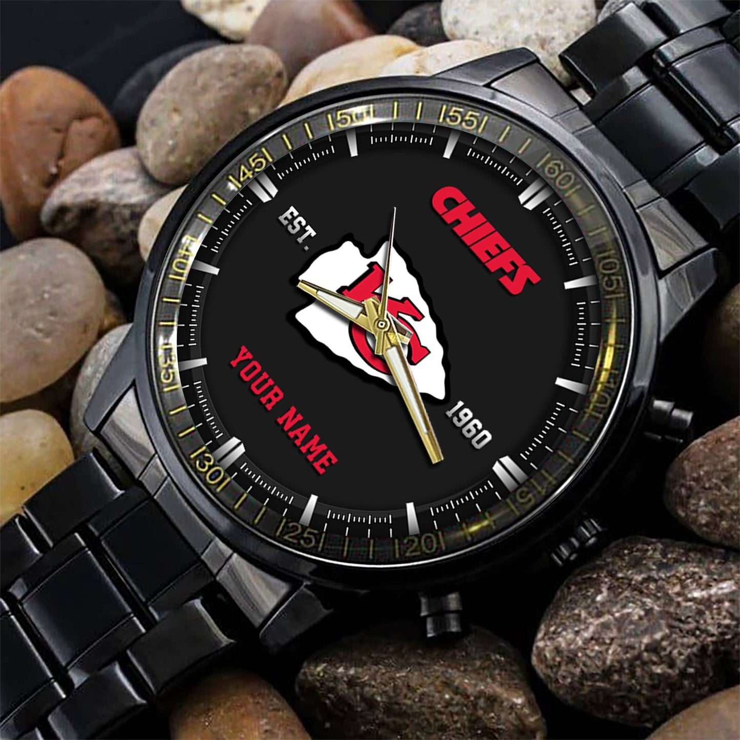 Kansas City Chiefs Black Fashion Watch Gifts For Sport Fans AZWATCH070