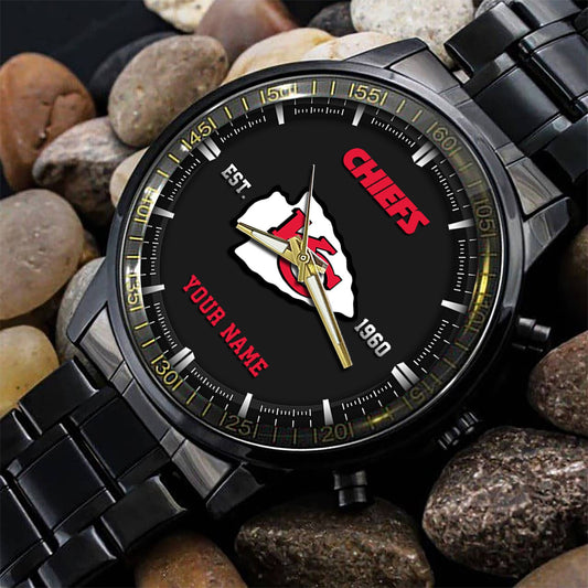 Kansas City Chiefs Black Fashion Watch Gifts For Sport Fans AZWATCH070