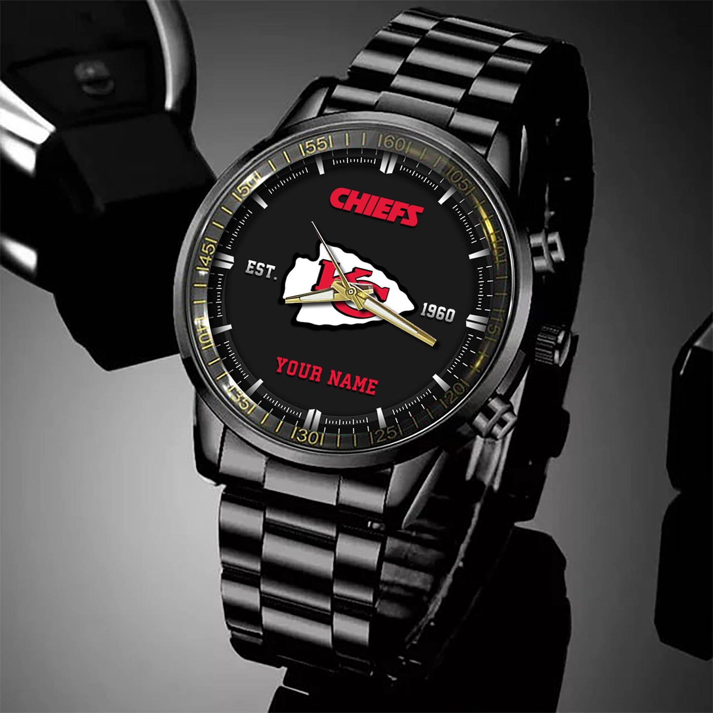 Kansas City Chiefs Black Fashion Watch Gifts For Sport Fans AZWATCH070