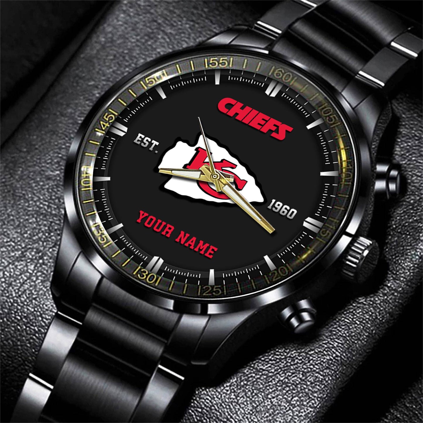 Kansas City Chiefs Black Fashion Watch Gifts For Sport Fans AZWATCH070