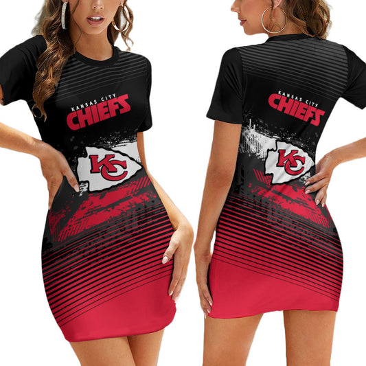 Kansas City Chiefs Casual Short Sleeve Bodycon Mini Dress BG09