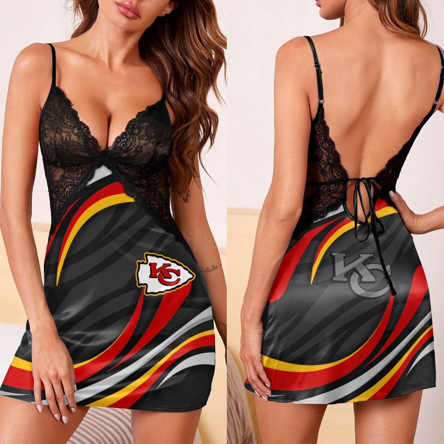 Kansas City Chiefs Lace Back Strap Slip Dress 11-1