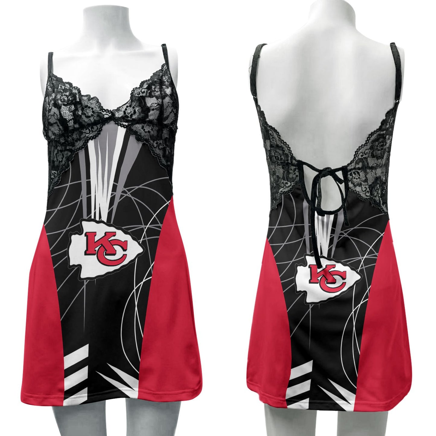 Kansas City Chiefs Lace Back Strap Slip Dress 117