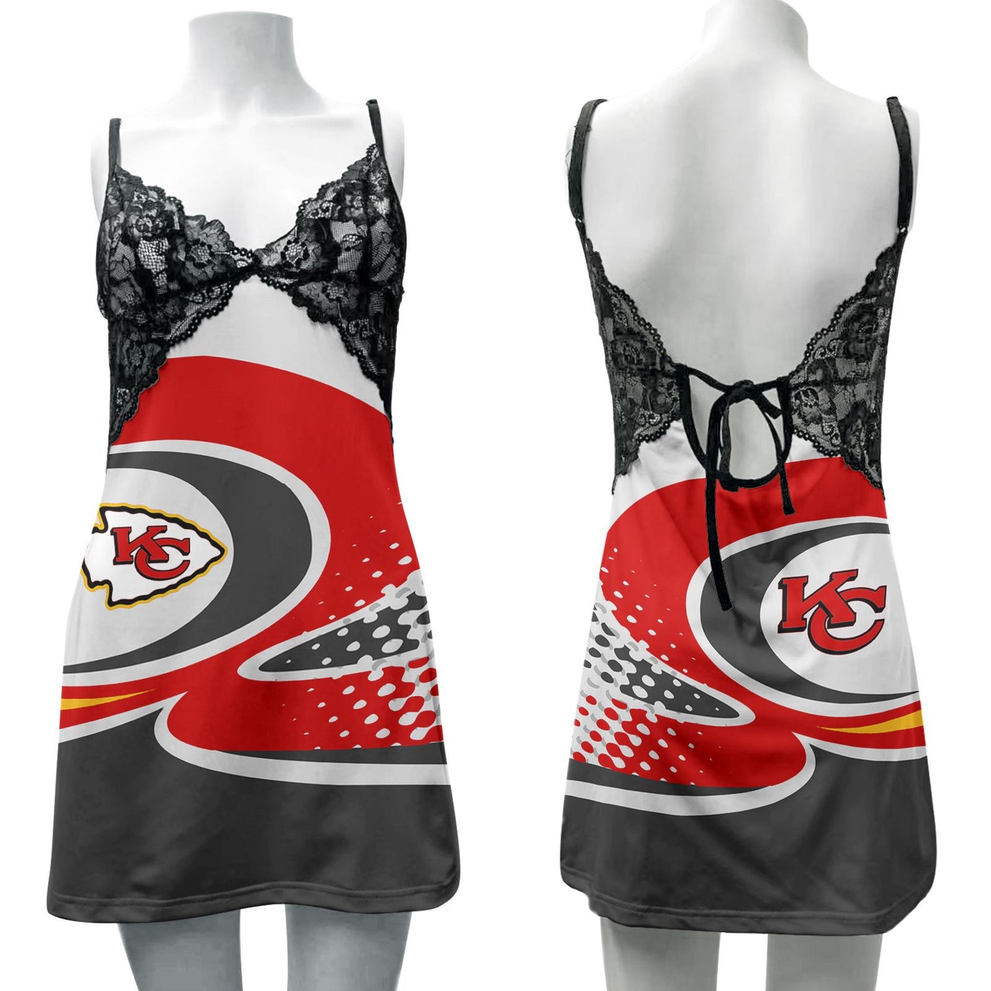 Kansas City Chiefs Lace Back Strap Slip Dress 158