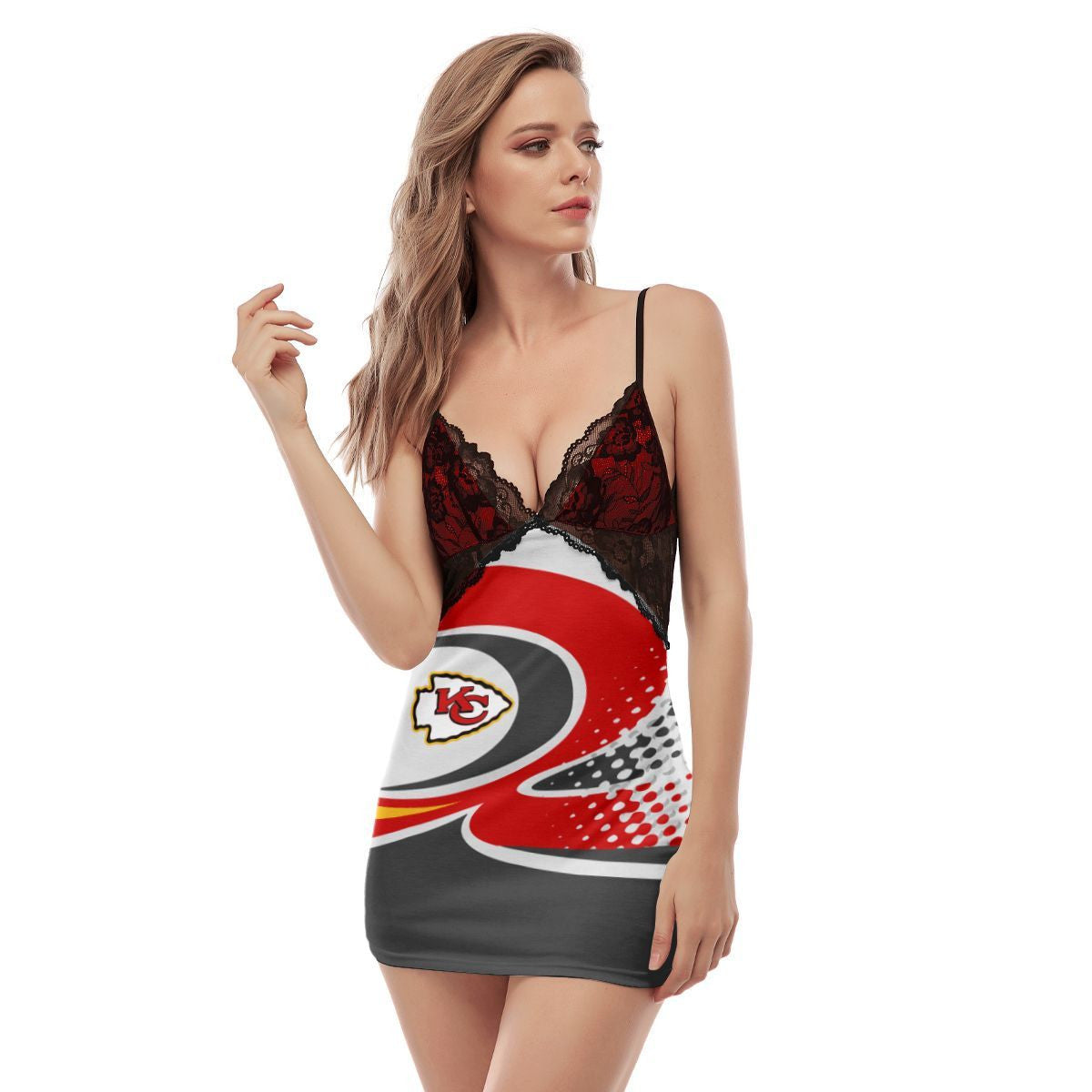 Kansas City Chiefs Lace Back Strap Slip Dress 158