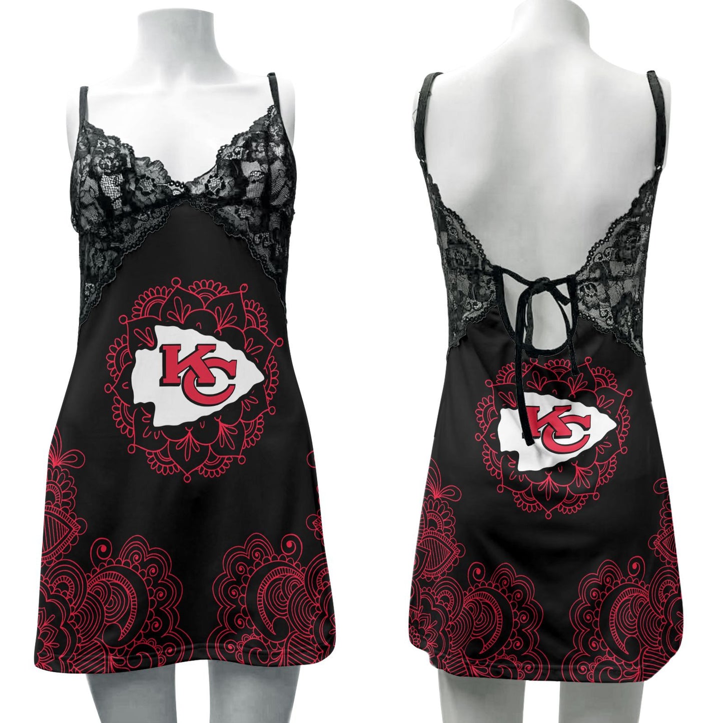Kansas City Chiefs Lace Back Strap Slip Dress 217
