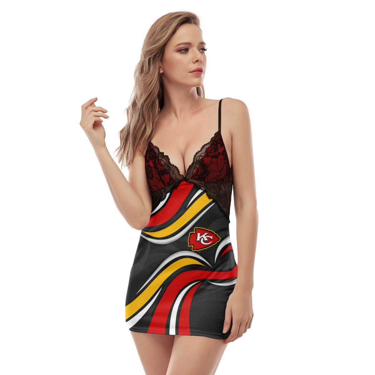 Kansas City Chiefs Lace Back Strap Slip Dress 272