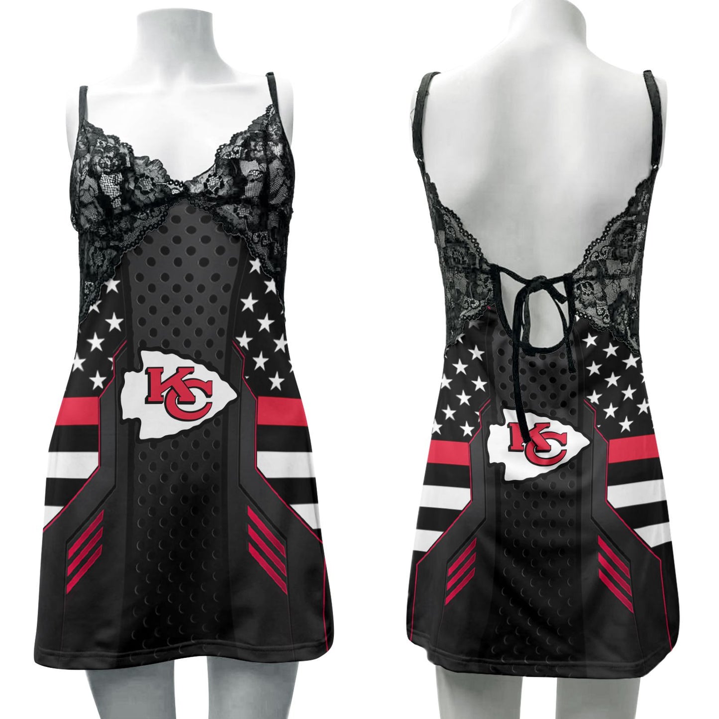 Kansas City Chiefs Lace Back Strap Slip Dress 292-1