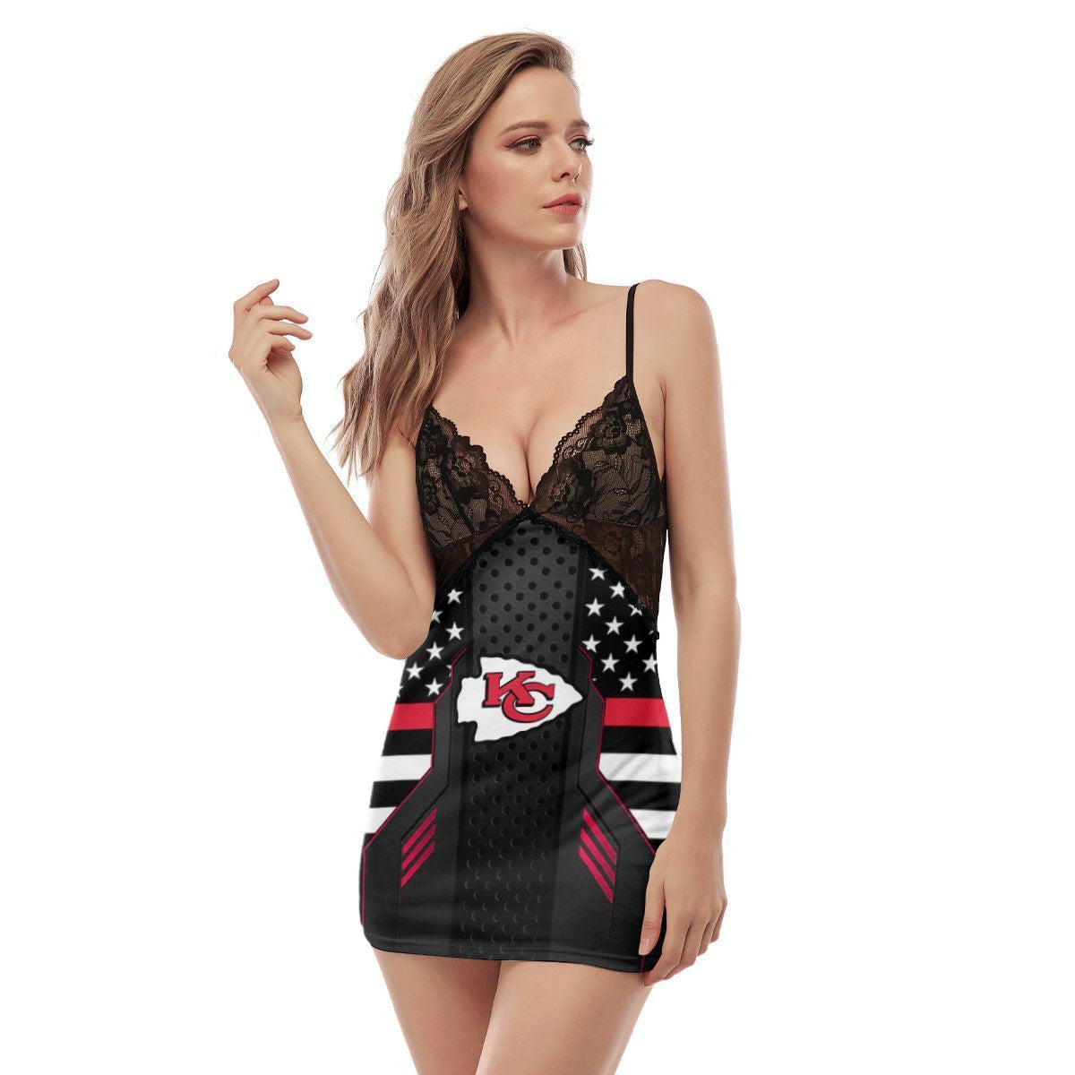 Kansas City Chiefs Lace Back Strap Slip Dress 292-1